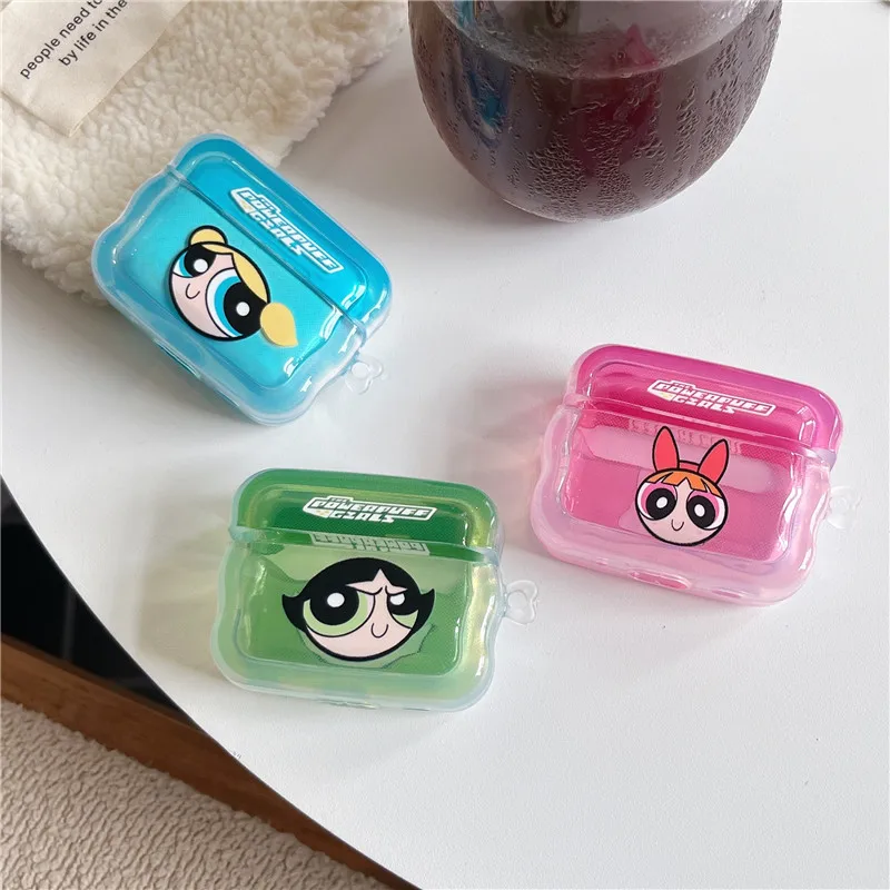 Étui pour écouteurs Powerpuff pour filles, pour AirPods 1 2 3 Pro Pro2 4, sans fil, Bluetooth, housse à bulles en fleurs