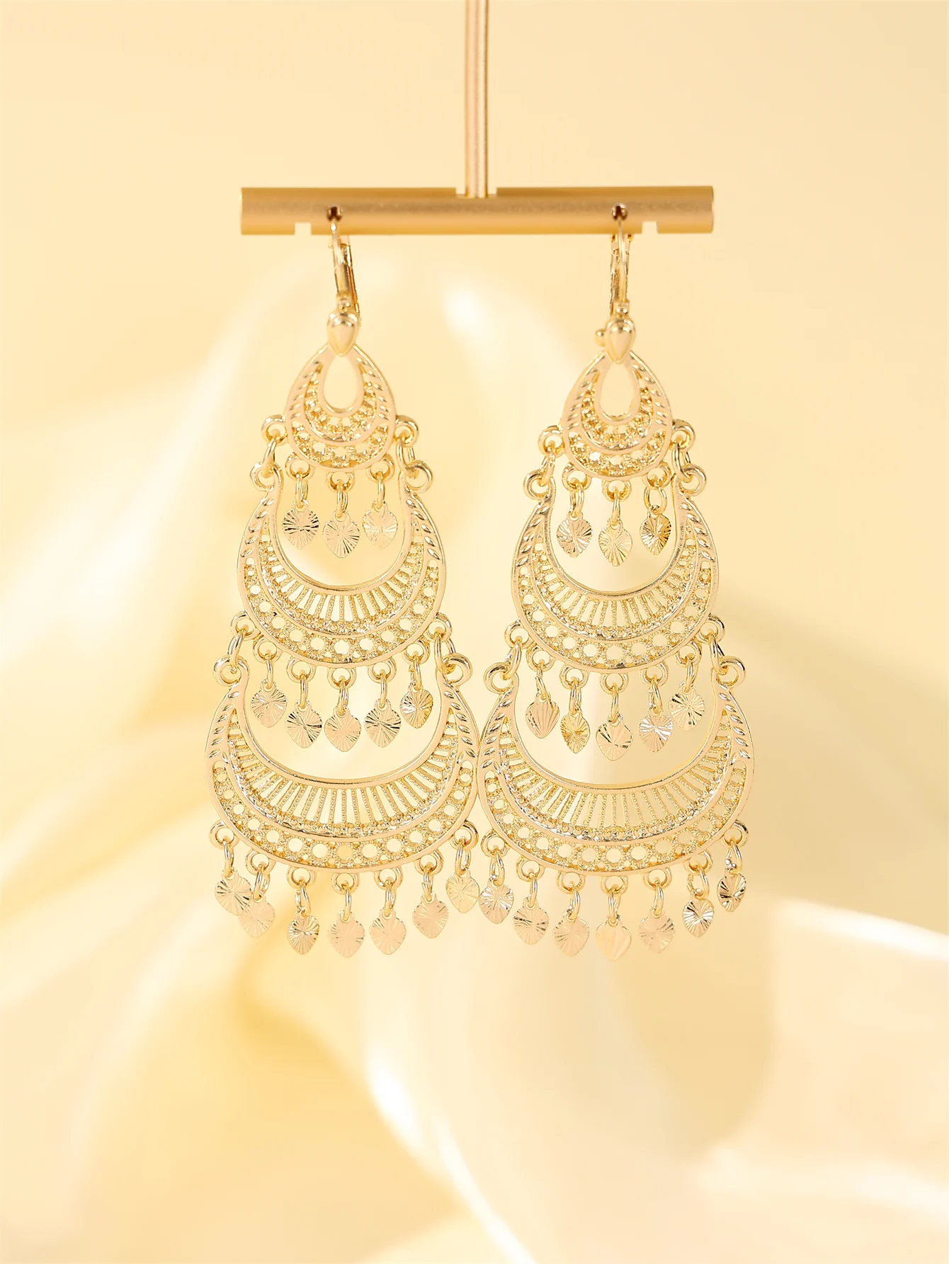 Algerian bridal alloy long earrings elegant ladies' earrings French popular earrings suitable for weddings banquets  festivals