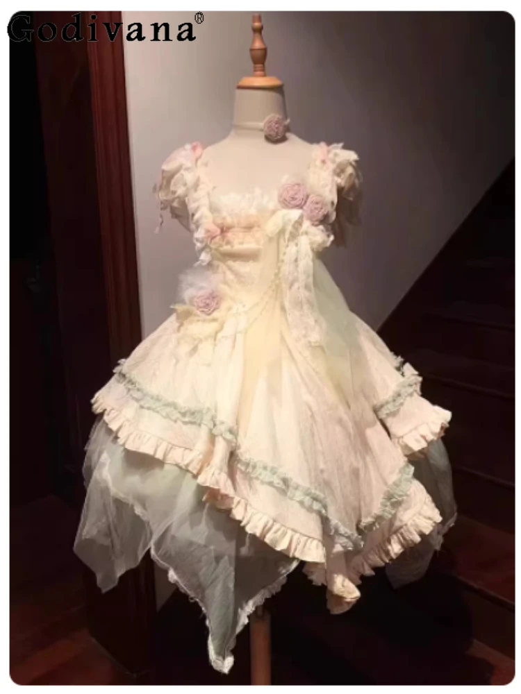 

Heavy Industry Halloween Cos Lolita Sweet JSK Dresses Temperament Square Collar Fashion High Waist A-line Irregular Party Dress