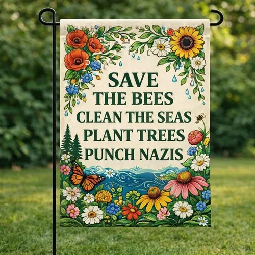 Save The Bees Clean Seas Plant Trees Garden Flag Double-Sided Polyester AAV