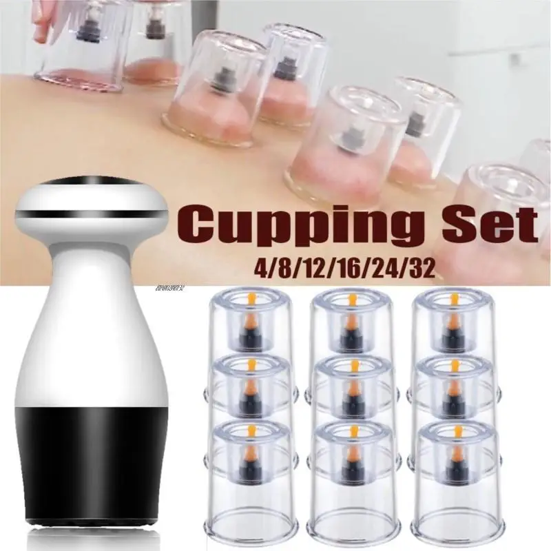 Elektrische Cupping Set Guasha Anti-Cellulite Massager Fysiotherapie Vet Brander Vacuüm Massage Terug Body Zuignap Afslanken