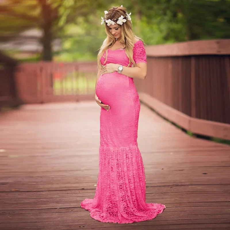 Vestido de maternidad de encaje para sesión de fotos, accesorios de fotografía, Verano