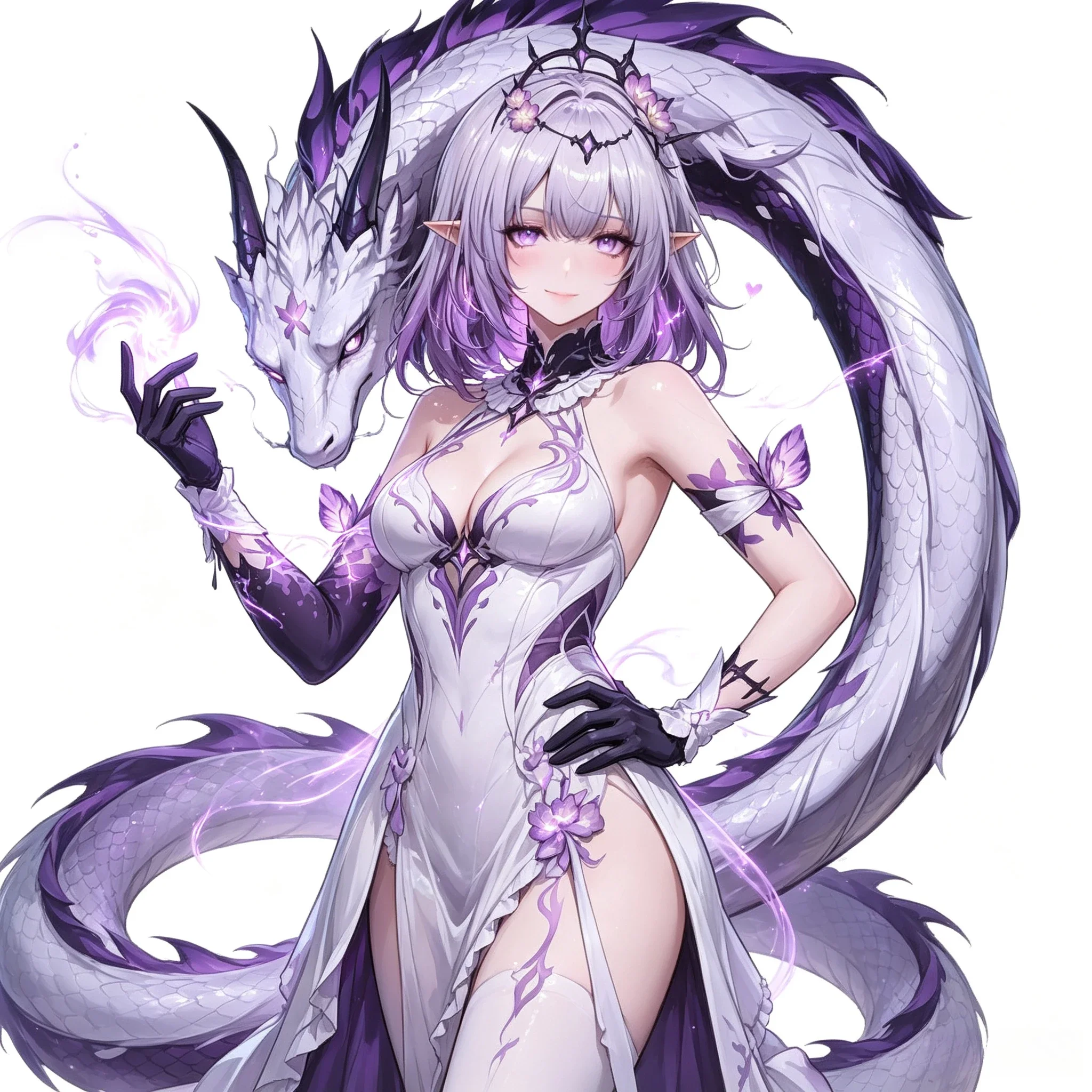 Fantasy Anime Dragon Elf Girl Sticker 17cm Waterproof Vinyl Decal White Purple Dress Decal for Car Motorcycle Helmet Laptop