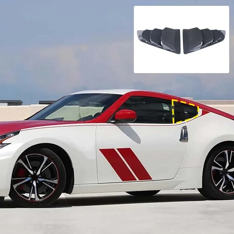 

2Pcs Real Carbon Fiber For Nissan 370Z 2009-2020 Car Rear Window Glass Louver Decoration Sticker exterior protection accessories