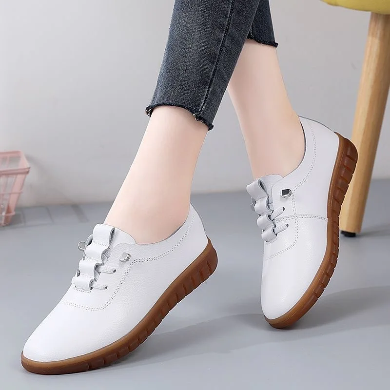 Bequeme und nicht ermüdende Sportschuhe für Damen in Weiß für Frühling und Herbst, Reise- und Freizeitschuhe mit weicher Sohle für Frauen. – Detail 7