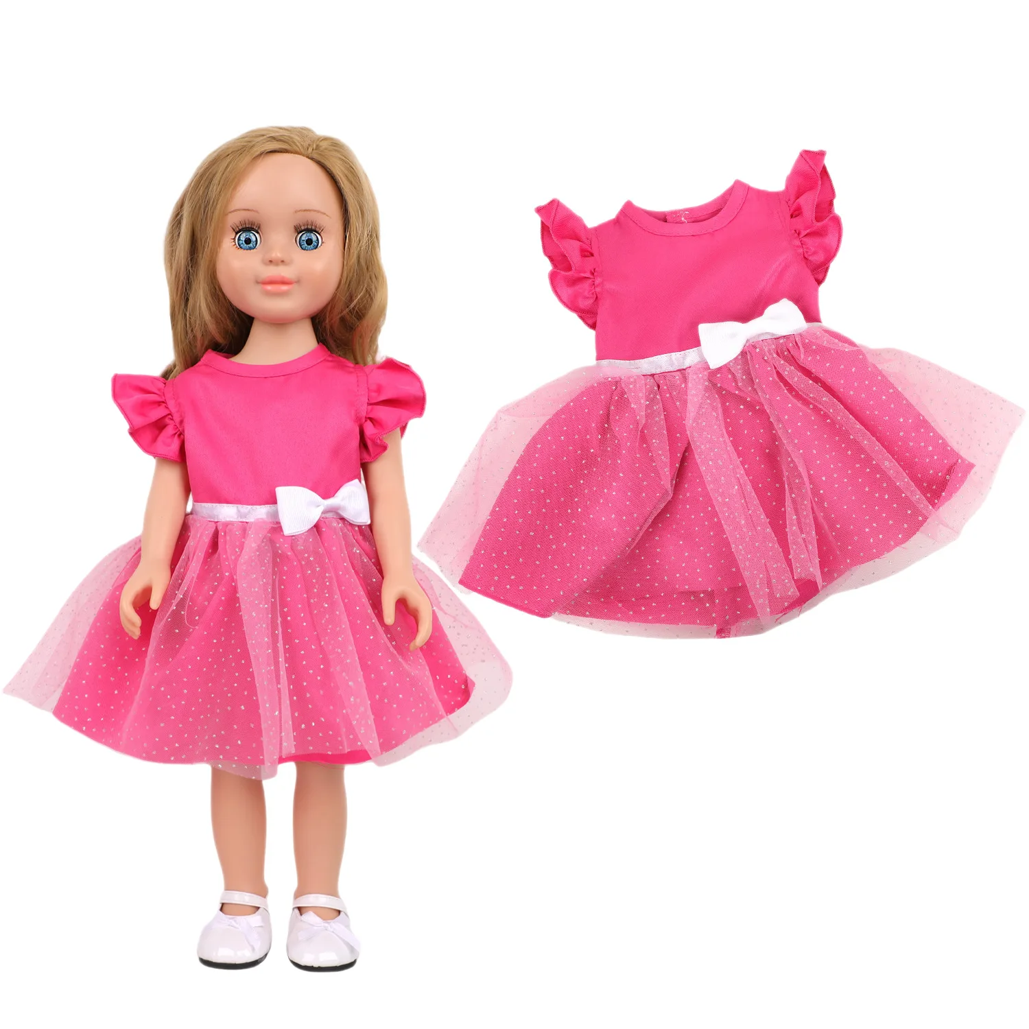 

18-inch Princess Dress Red Dress New Fashionable Western Style Velvet Winter New Year Long-sleeved Doll Decoration Dress