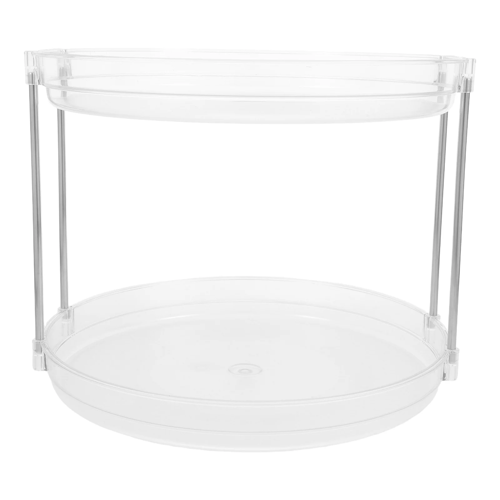 

Round Rotating Organizer Tray Double Layer Spice Rack 360 Degree Rotating Condiment Storage Rack For Kitchen Bathroom