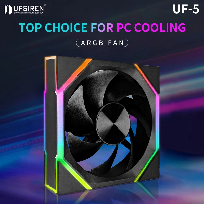 UPSIREN UF-5  ARGB Computer Case Cooling Fan,High wind pressure and low noise/800~2000RPM/5V 3PIN ARGB/12V 4PIN PWM interface
