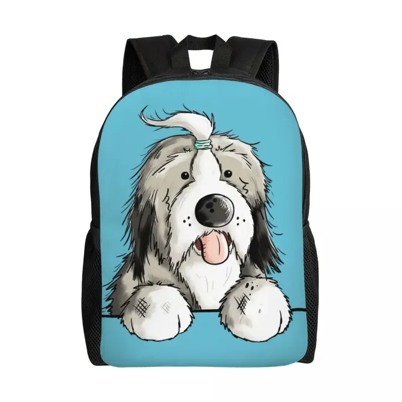 Happy Bearded Collie Dog Laptop Backpack Women Men Fashion Bookbag for College School Student Pet Animal Bags