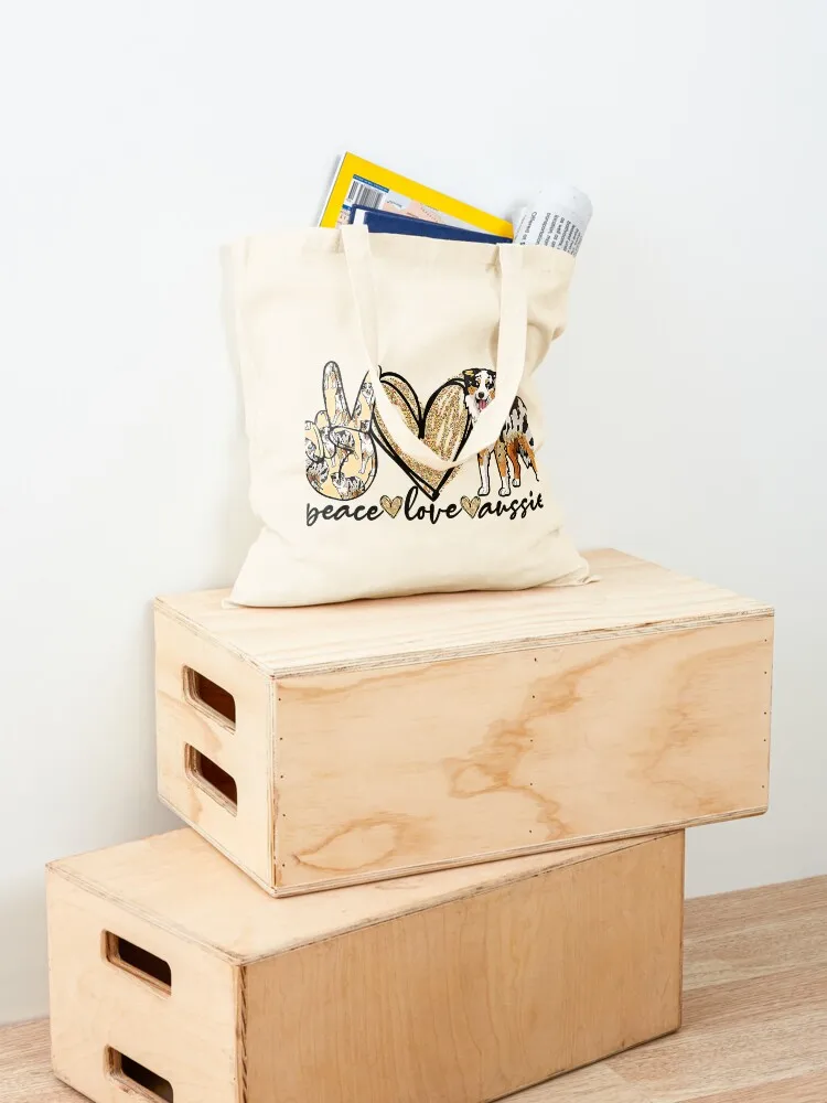 السلام الحب الأسترالي مضحك الأسترالي أمي الكلب أمي عيد الأم تي شيرت حمل حقيبة لطيف حمل حقيبة حمل حقيبة امرأة سيدة حقائب