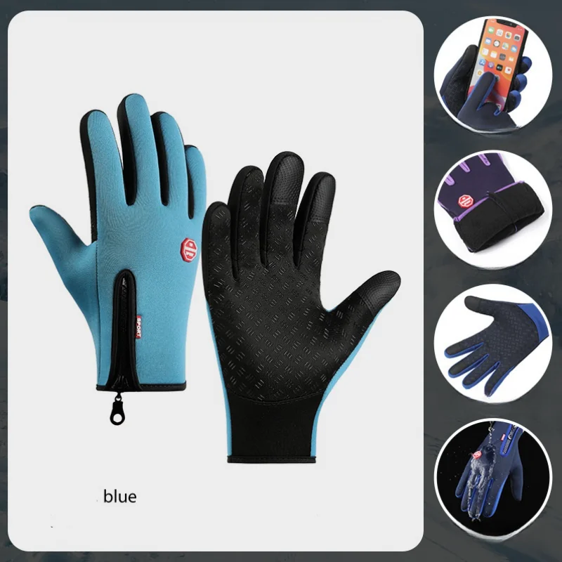 Winter Waterproof  Touch Screen Cycling Men Gloves Motorcycle Sport Run Warm Gym Fitness Full Finger Biker Women Workout Glove