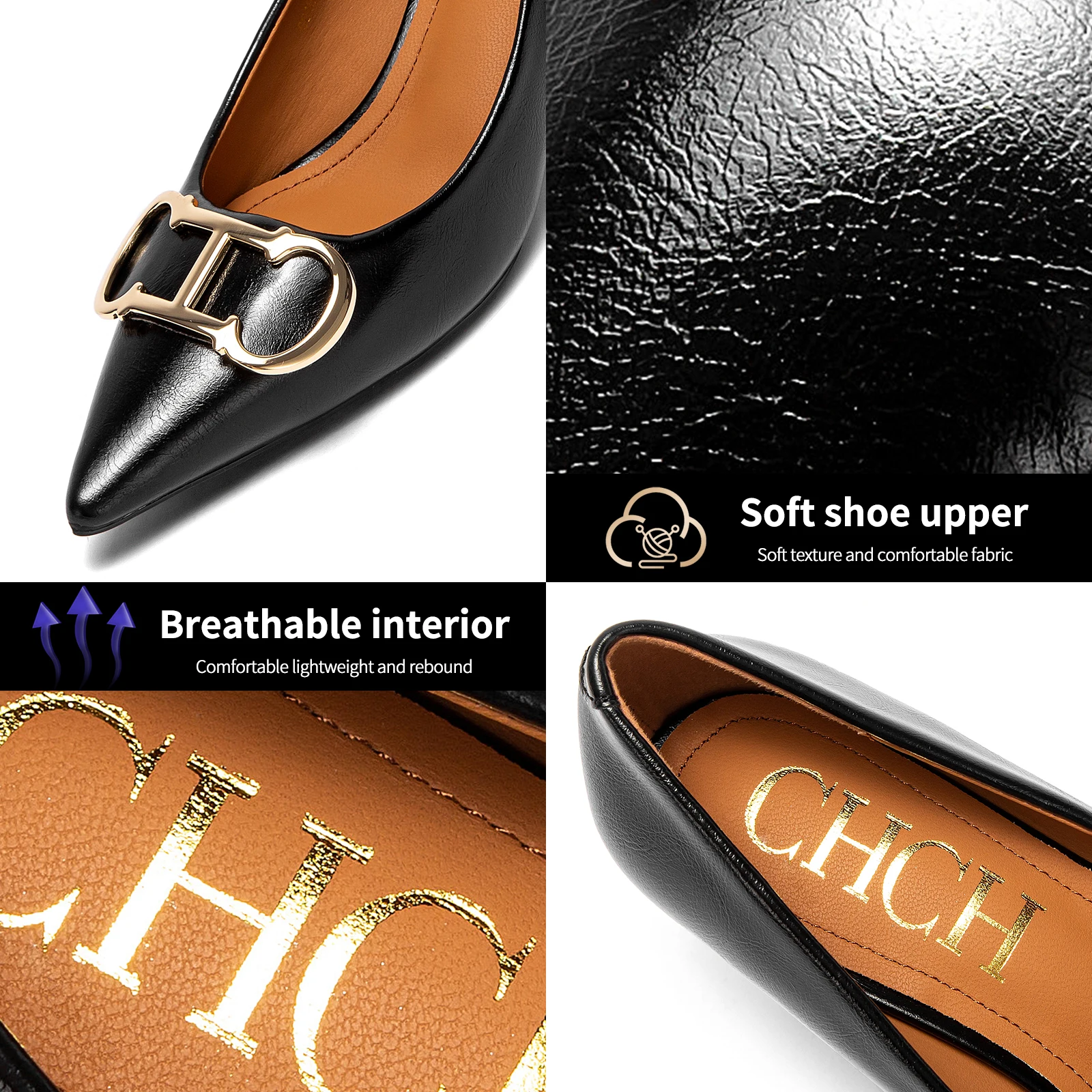 Women\'s Shoes Pointed Toe High Heels Patent Leather Dress Heels Boat Shoes Wedding Shoes Large Size 34-40