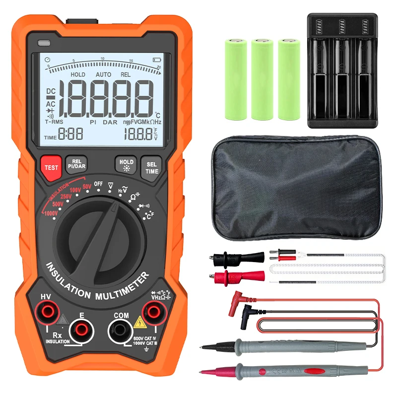 2 in 1 Digital Multimeter and Megohmmeter 19999 Counts Voltage Current Resistance CapacitanceTemperature Measurement