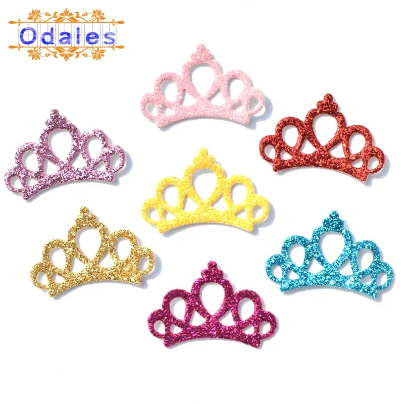 80Pcs/lots DIY Glitter Gold Crown Scrapbooking Crafts Crown Patches Bow Center Cake Decorating Supplies Headwear Appliques