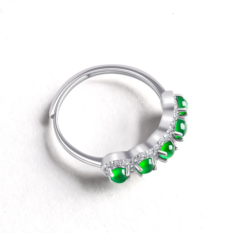 Anillo de jadeíta con incrustaciones de plata S925 para hombre y mujer, joyería ajustable, Jade, Yang, hielo verde, Grado A Natural, regalos de moda