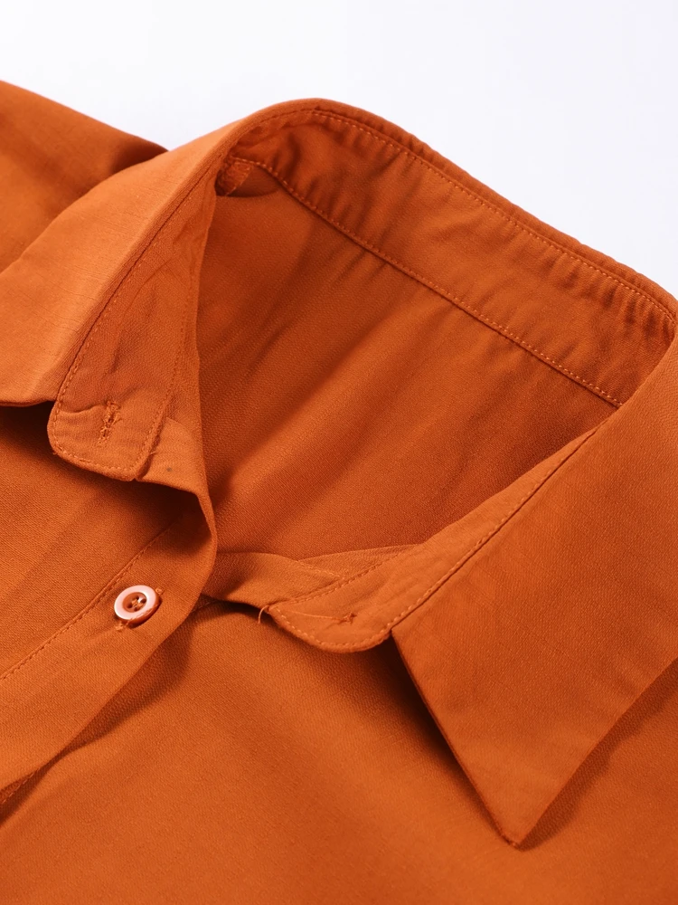 Повседневная рубашка, брюки, костюм, женский однотонный однобортный топ с лацканами, широкие брюки на шнурке, весна-лето 2024, модные женские комплекты