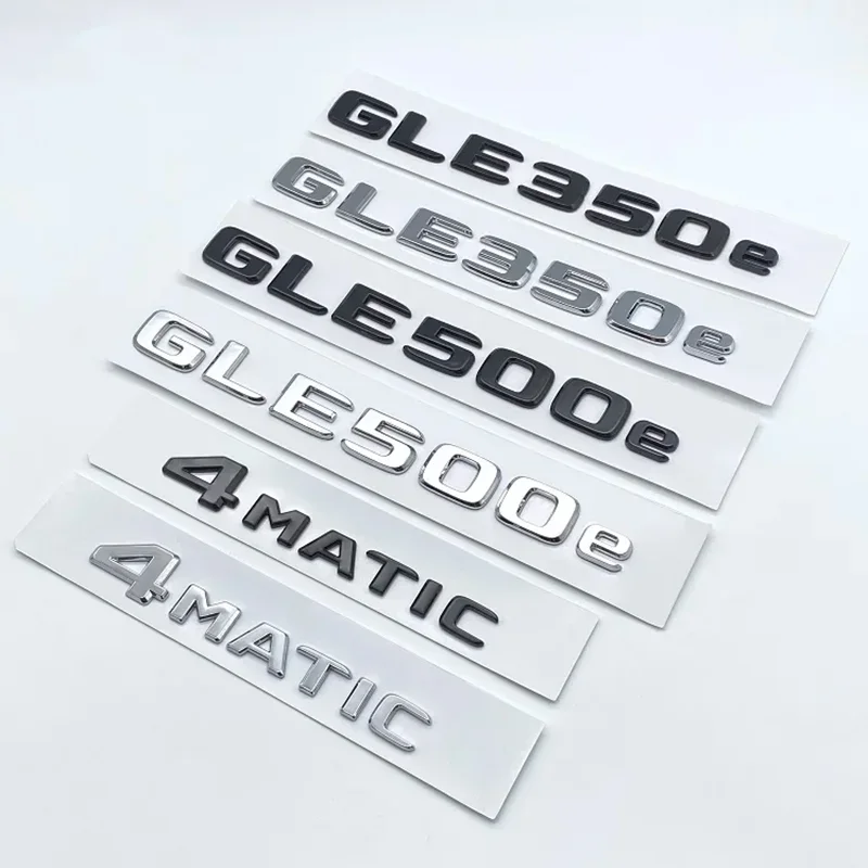 3D Flat Font Chrome Black Letters GLE350e GLE500e GLE350de 4Matic ABS Emblem for Mercedes Benz W166 V167 Car Trunk Logo Sticker