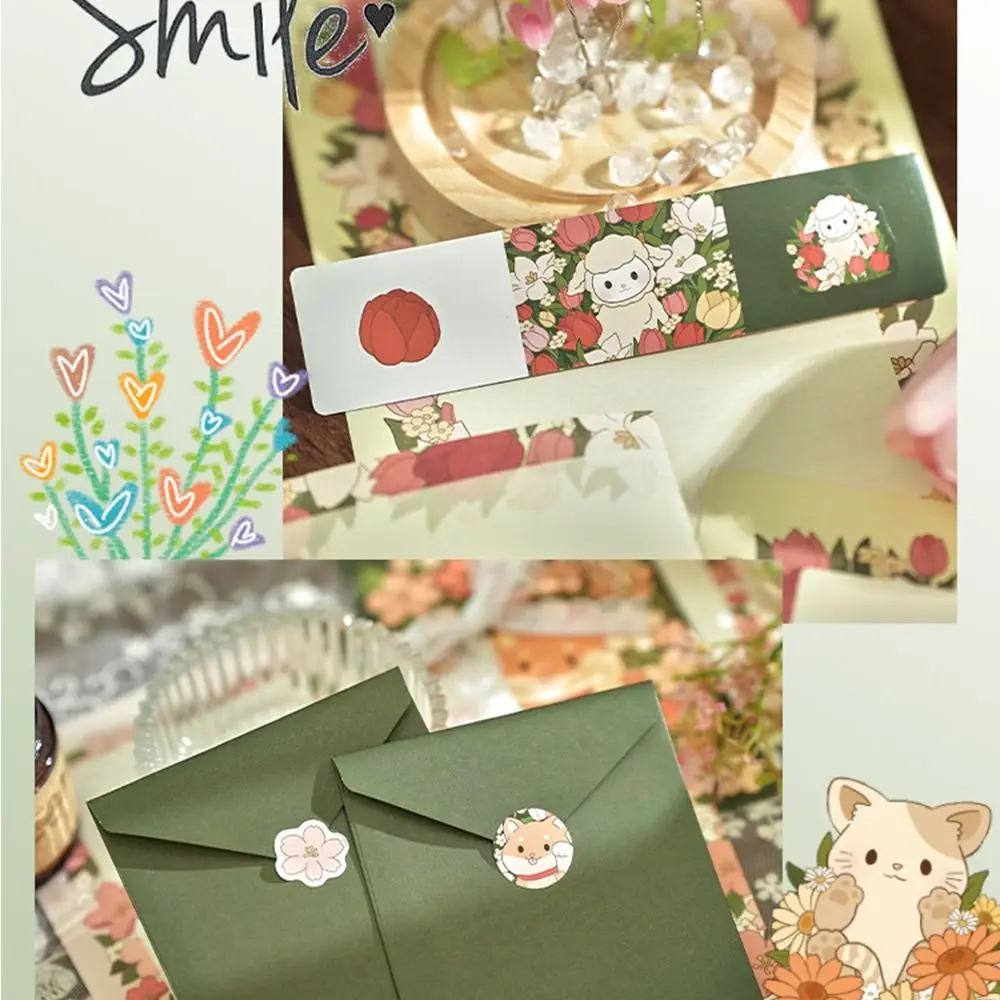 Multicolor Letter Stationery Cartoon Animal Floral Pattern Card Envelope Set Gift Variety Designs Writing Paper with Envelopes
