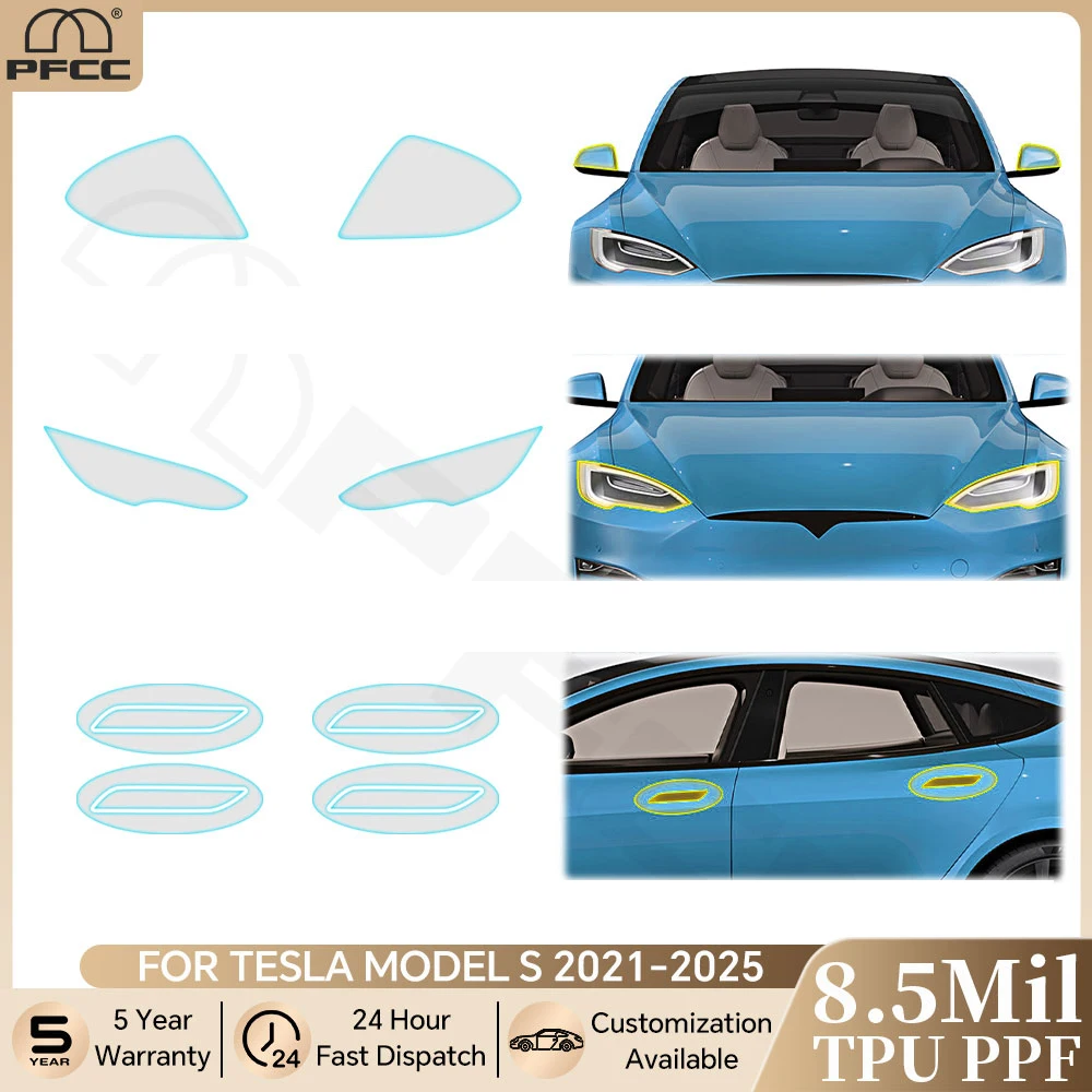 

Headlight Rearview Door Handle TPU Paint Protection Film For Tesla Model S 2021-2025 Pre-cut PPF Bra Anti-Scratch Resistant Kit
