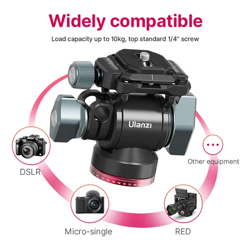 Imagen 2 del producto Ulanzi U-190 U190 cabezal de trípode panorámico cabezal de amortiguación de vídeo de fluido hidráulico para trípode monopié DSLR soporte para cámara móvil