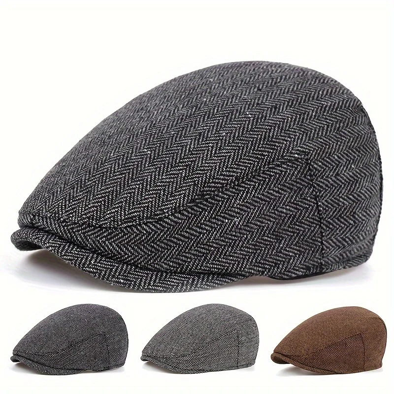 Fashion Berets Men High Quality Autumn Winter Wool Hat Herringbone Newsboy Flat Cap Artist Painter Hat Male Beret Caps gorras