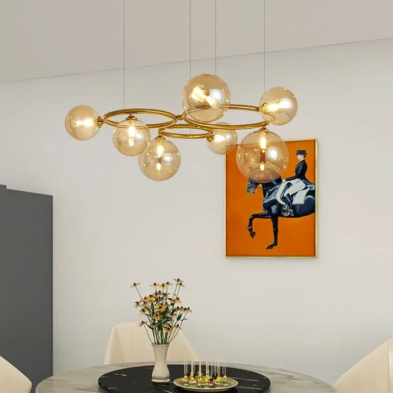 Magic Beans Chandelier Glass Pendant Light Luxury Artistic Smoke Grey Glass Hanging Lamp for Home Decor