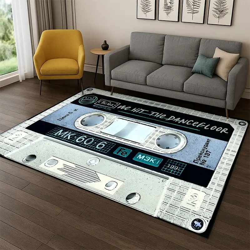 Music Cassette Tape Retro Recorder CD Carpet Rug for Bedroom Living Room Sofa Playroom Doormat Home Decor,Area Rug Non-slip Gift
