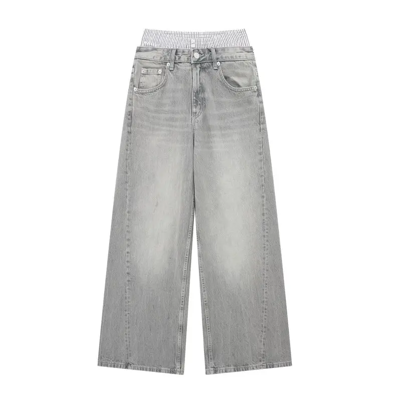 

Low Waist Women's Briefs Details Wide Leg Jeans Long Pants Spring 2024 Faion New Arrival Comfortable Underwear Casual Sle