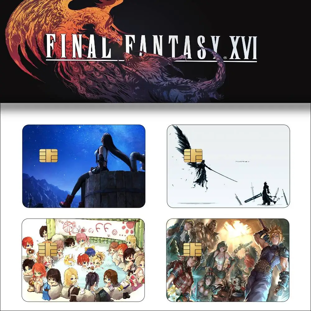 GAME Final Fantasy 1 Set Of 4 Pcs Matte Film Cover Skin Sticker For Credit Card Bank Debit Bus Card