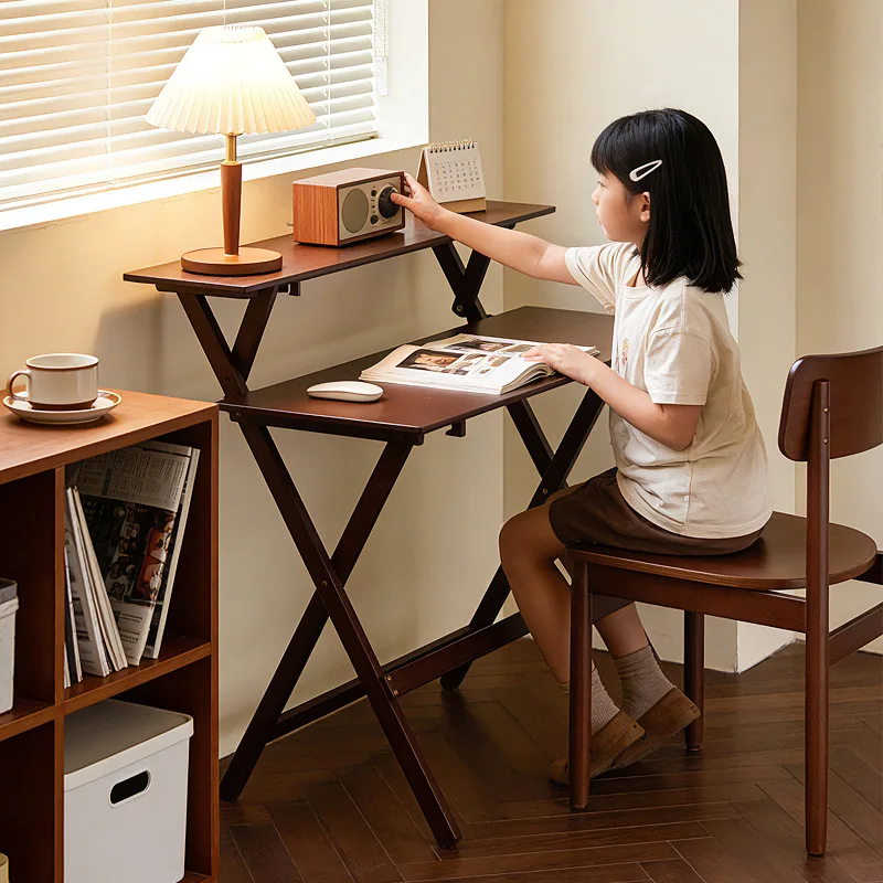 #Simple folding square table, bamboo rectangular table, computer desk, outdoor folding dining table