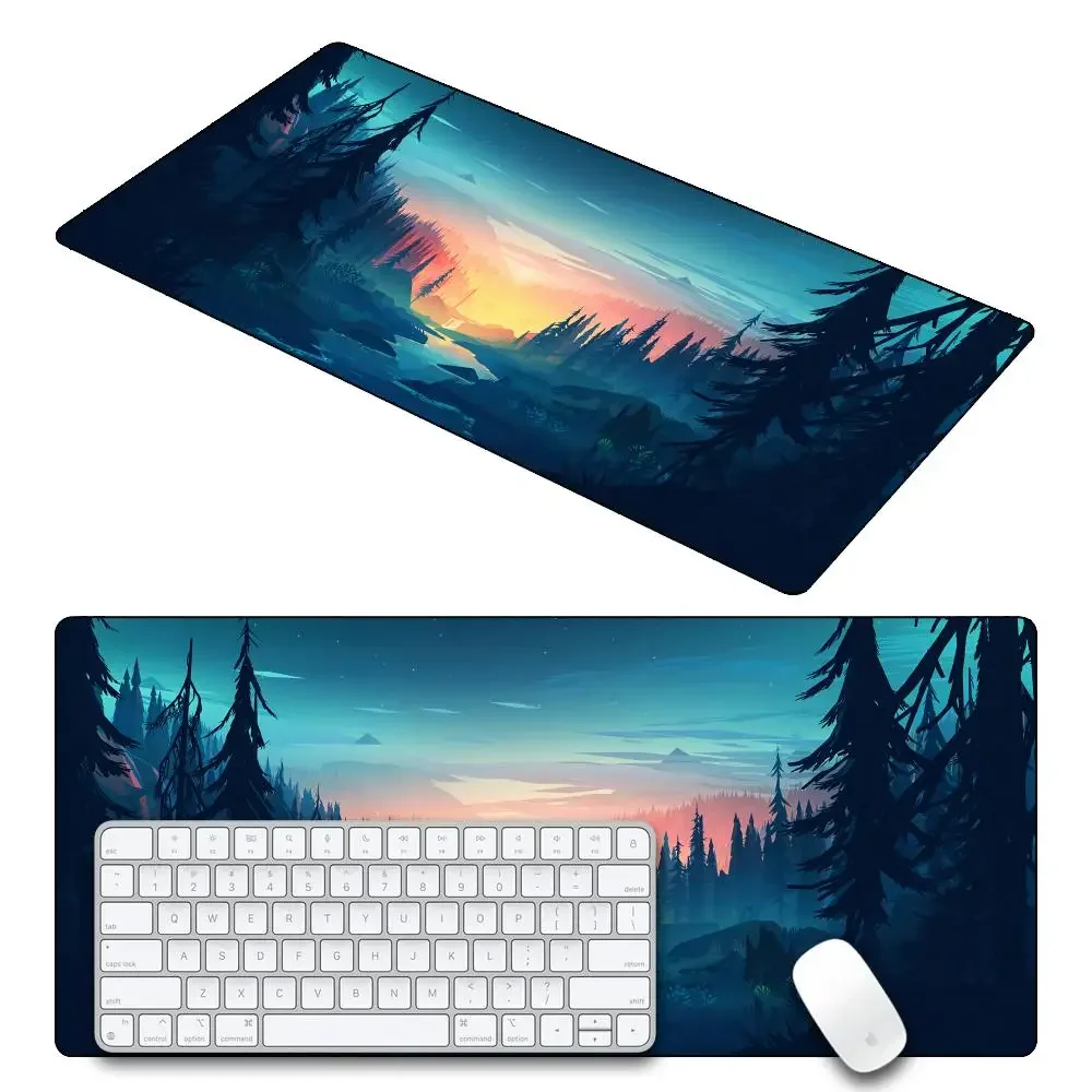 الحد الأدنى الفن ماوس الوسادة XXL 90 × 40 وسادة مكتب لطيف HD لوحة مكتب تمديد الألعاب لوحة المفاتيح الحصير طبيعة كبيرة الغابات الغزلان ماوس #2