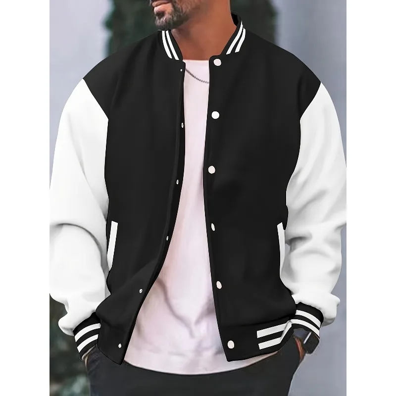 Men's College Style Contrasting Light Baseball Jacket Casual Spring and Autumn Winter Hot Selling Daily Gift