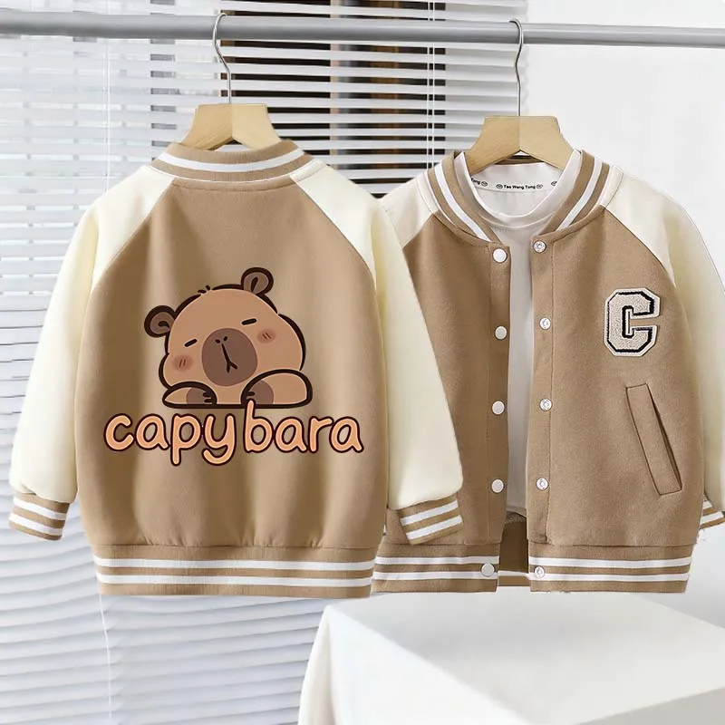 كابيبارا طفل سترة بنين بنات الكرتون أنيمي زي البيسبول في الهواء الطلق موضة عادية الأطفال البلوز الملابس بلايز هدية عيد الميلاد