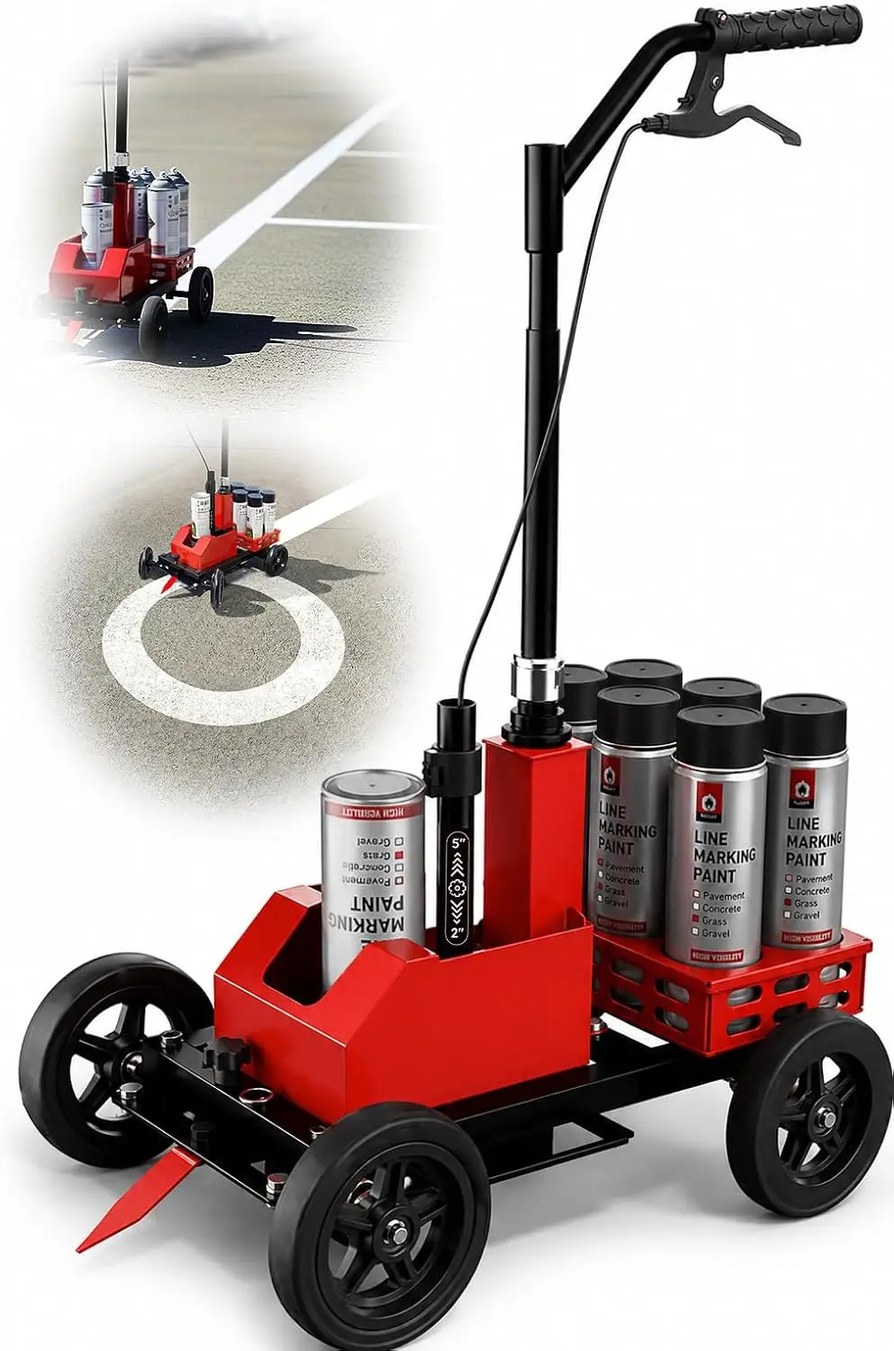 Parking Lot Striping Machine, 3-in-1 Heavy Duty Line Striping Machine
