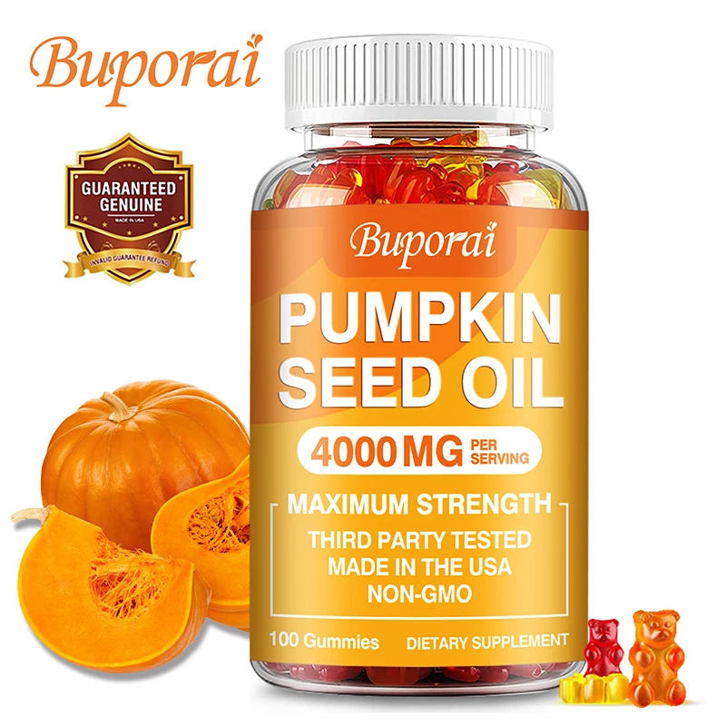 Pumpkin Seed Oil Gummies - Antioxidant, Supports Prostate Health, Promotes Hair Growth, Bladder Control, Immune Health, Non-GMO