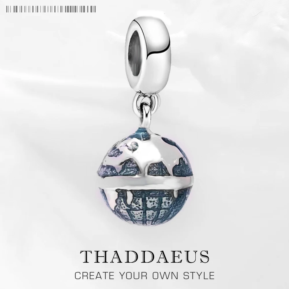 

Модный шарм из стерлингового серебра 925, глобус с картой мира, подвеска для женщин и мужчин, ювелирные изделия, оптовая продажа