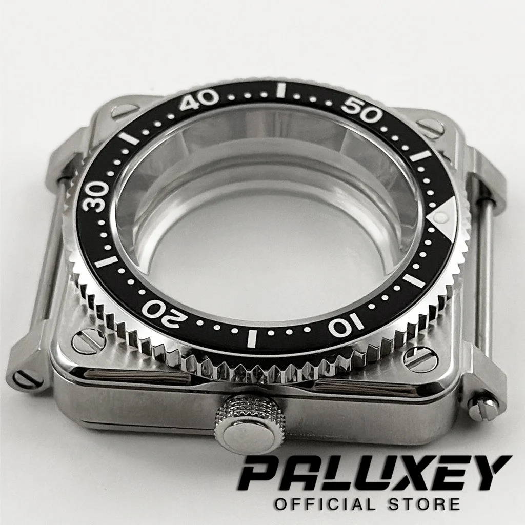 NH35 42mm Square Case Sapphire Sapphire Crystal Fit NH35 NH36 4R 7S Japan Automatic Movement 316 Stainless Steel Mod SKX Case