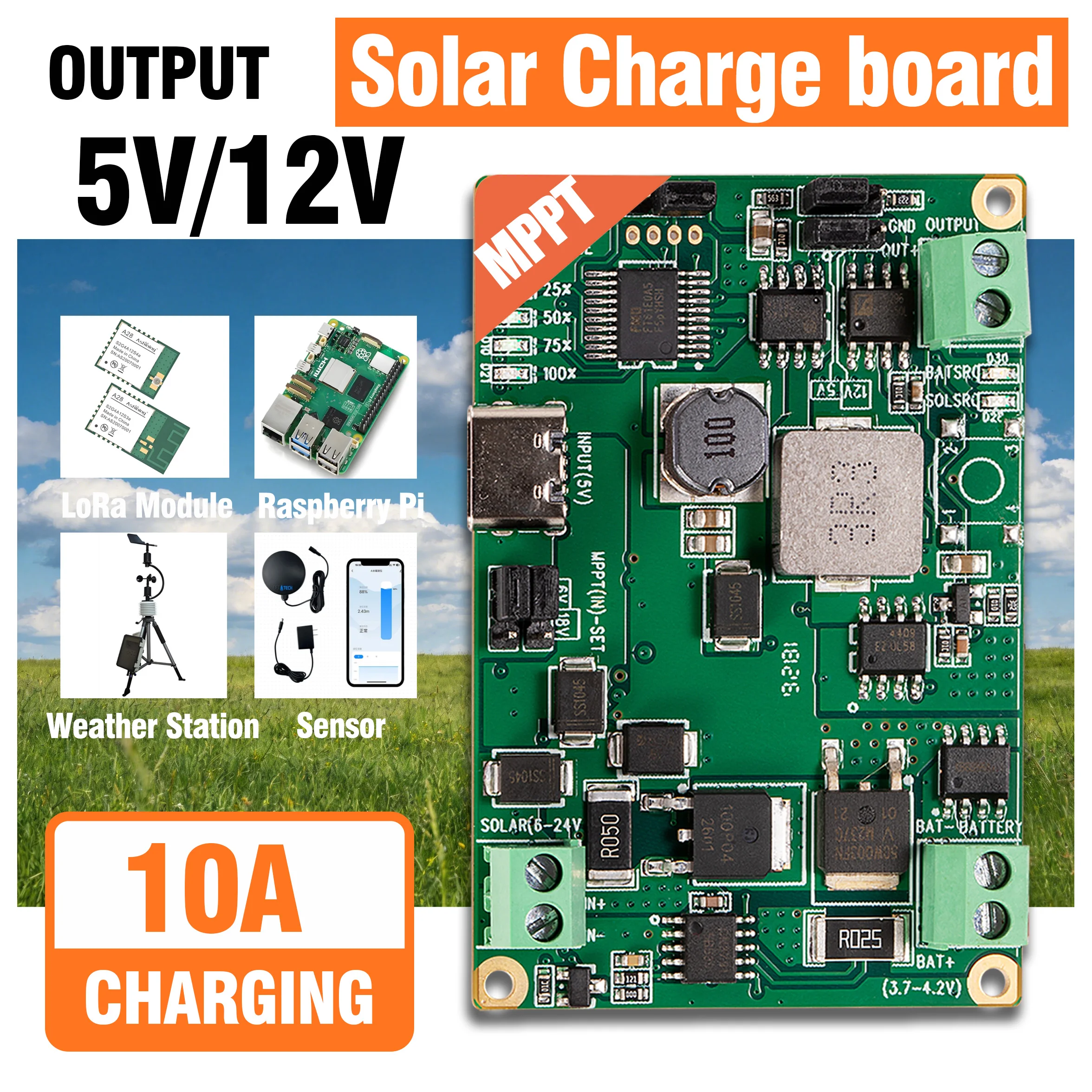 3,7V Lithium-Batterie Solarlademodul MPPT 5-24V 10-30W Solarpanel-Eingang 3 Optionaler Anschluss 5V/2,1A USB-Ausgang Mit Schutzfunktion
