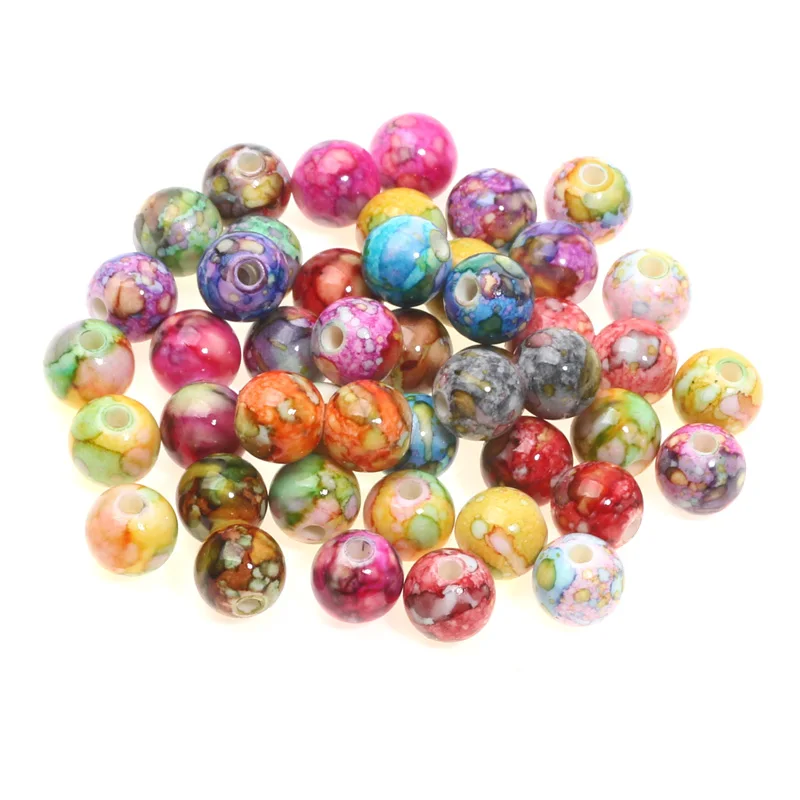 5-50pcs 8/10/12/14/16mm Colorful Map Acrylic Beads Round Loose Spacer Beads For Jewelry Making Diy Bracelet Necklace Phone Chain