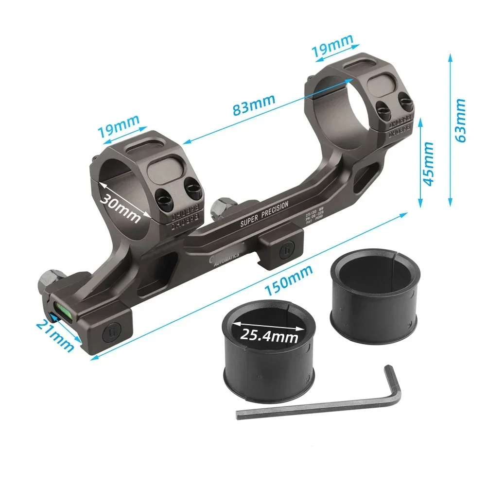 Tactical 25.4mm 30mm GE-ISSELE Cantilever Scope Mount Bubble Level ROF 45 90 RAISER Mount 20mm Rail Riflescope Base Adapter