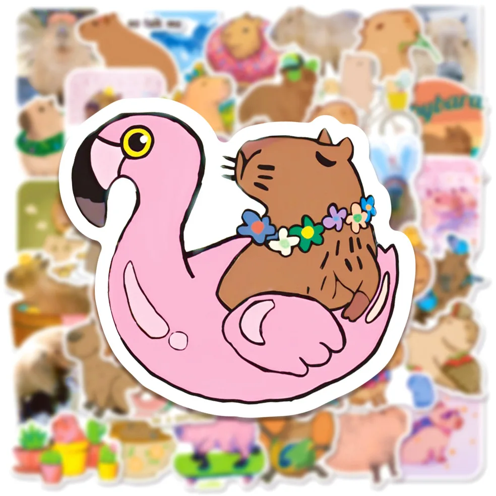 10/50ชิ้นน่ารักสติกเกอร์การ์ตูน capybara ติดตู้เย็นกีตาร์แล็ปท็อปกระเป๋าแล็ปท็อปโทรศัพท์กีตาร์สมุดภาพสติกเกอร์เด็ก