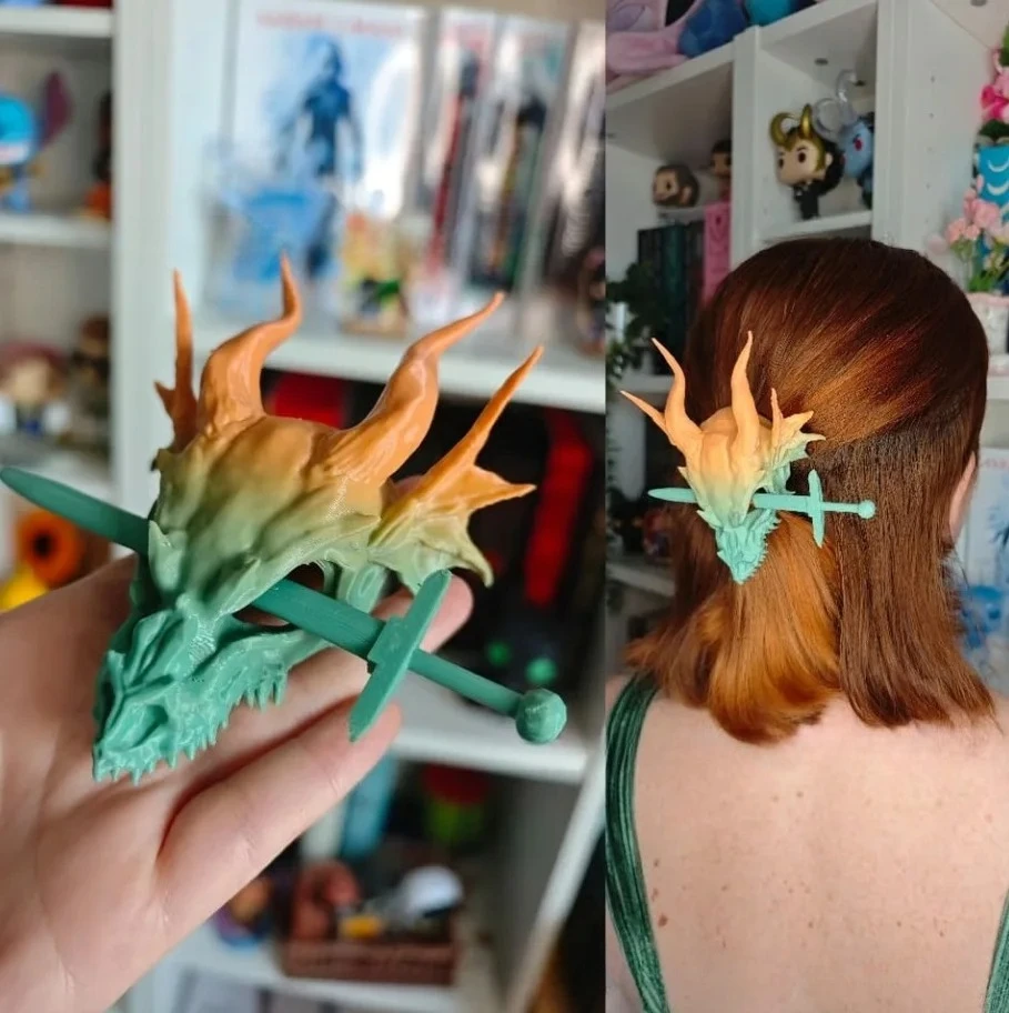 New Handcrafted Dragon Head Hair Clips Fashion Dragons Hair Pin Quirky 3D Printed Design Dragon Hair Accessories For Women Girls