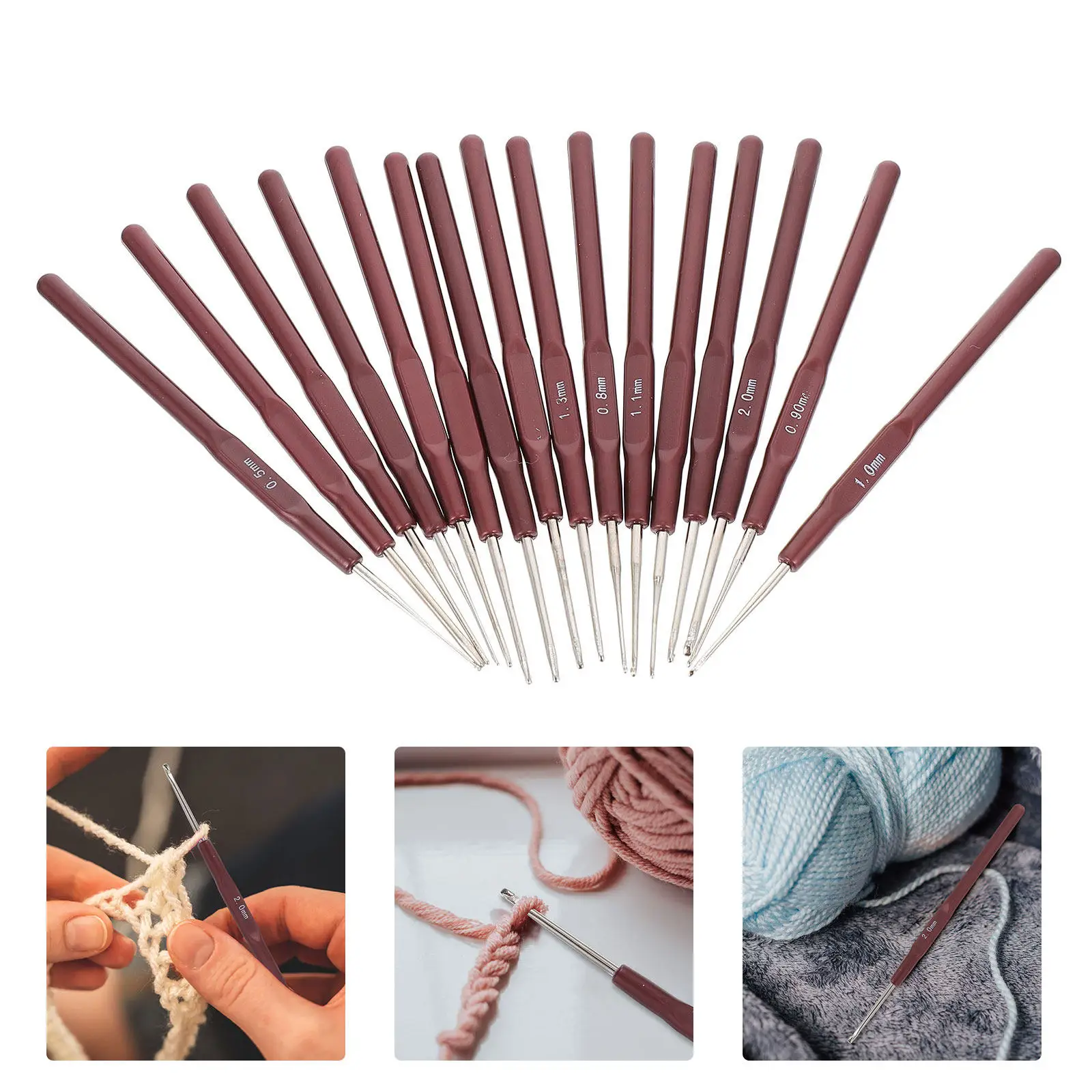 

16Pcs Crochet Hook Set Plastic Aluminum Knitting Needles for Beginners Smooth Yarn Friendly DIY Handcraft Weaving Tools Crochet