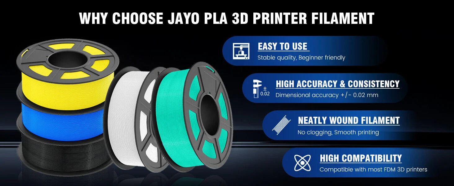 JAYO 3D-Drucker PLA/PETG/PLA+ /PLA META /SEIDE/ASB/TPU-Filament 1,75 mm 2 Rolle 1,1 kg/0,65 kg 3D-Drucker-Filament für 3D-Drucker – Detail 3