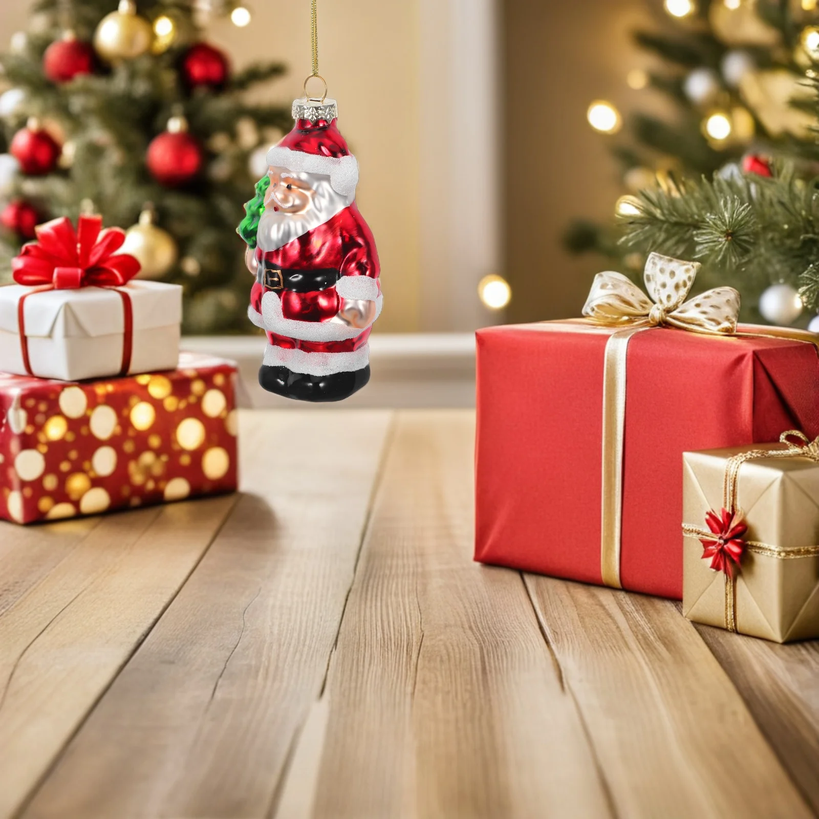 

Santa Claus Glass Ornament Xmas Tree Hanging Decor Christmas Holiday Decoration Creative Shaped Ball Pendant Figurine Gift Idea