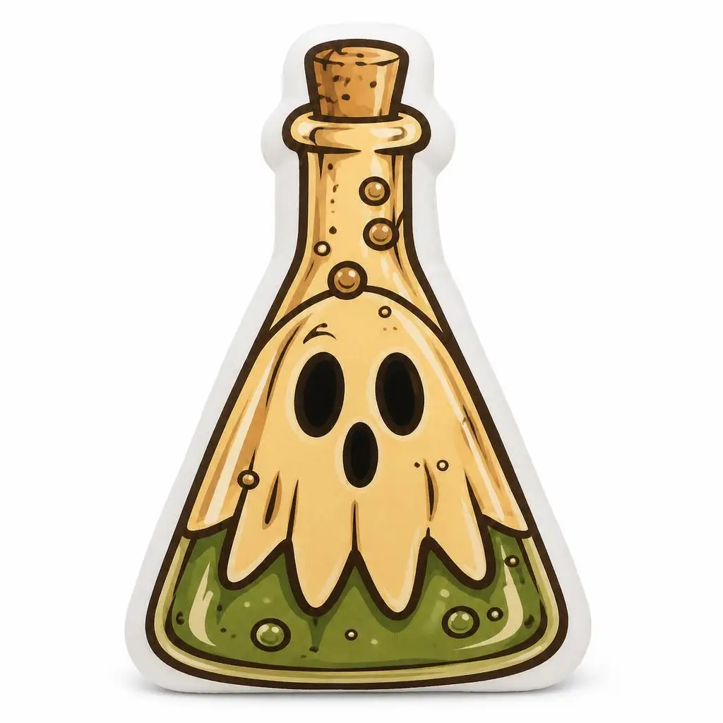 Halloween Ghost Spooky Potion Witchy Laboratory Flask Plush Pillow Cushion Stuffed Throw Pillow Home Decor Gift Sofa Bed