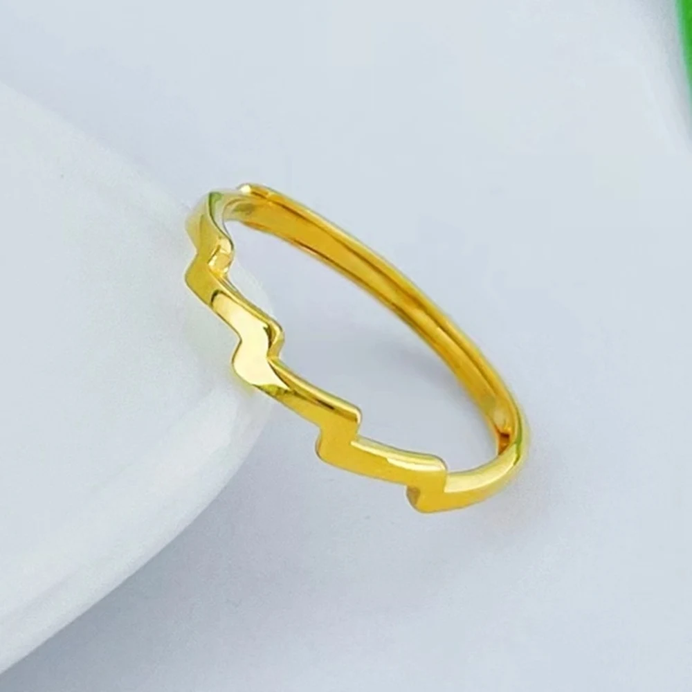 

Real Pure 999 24K Yellow Gold Band Women Gift Lucky Glossy Wavy Ring 1.64g