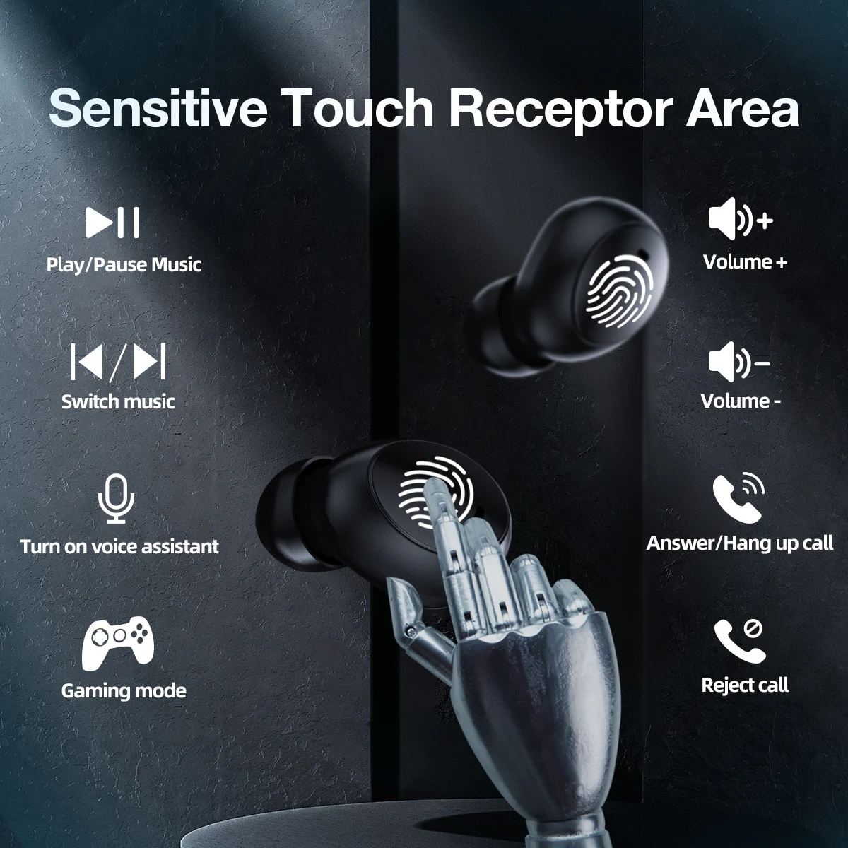 ZQB-auriculares inalámbricos P3-XSP con Bluetooth, cascos estéreo con sonido Hifi, Control táctil, Mono, para iPhone y Xiaomi