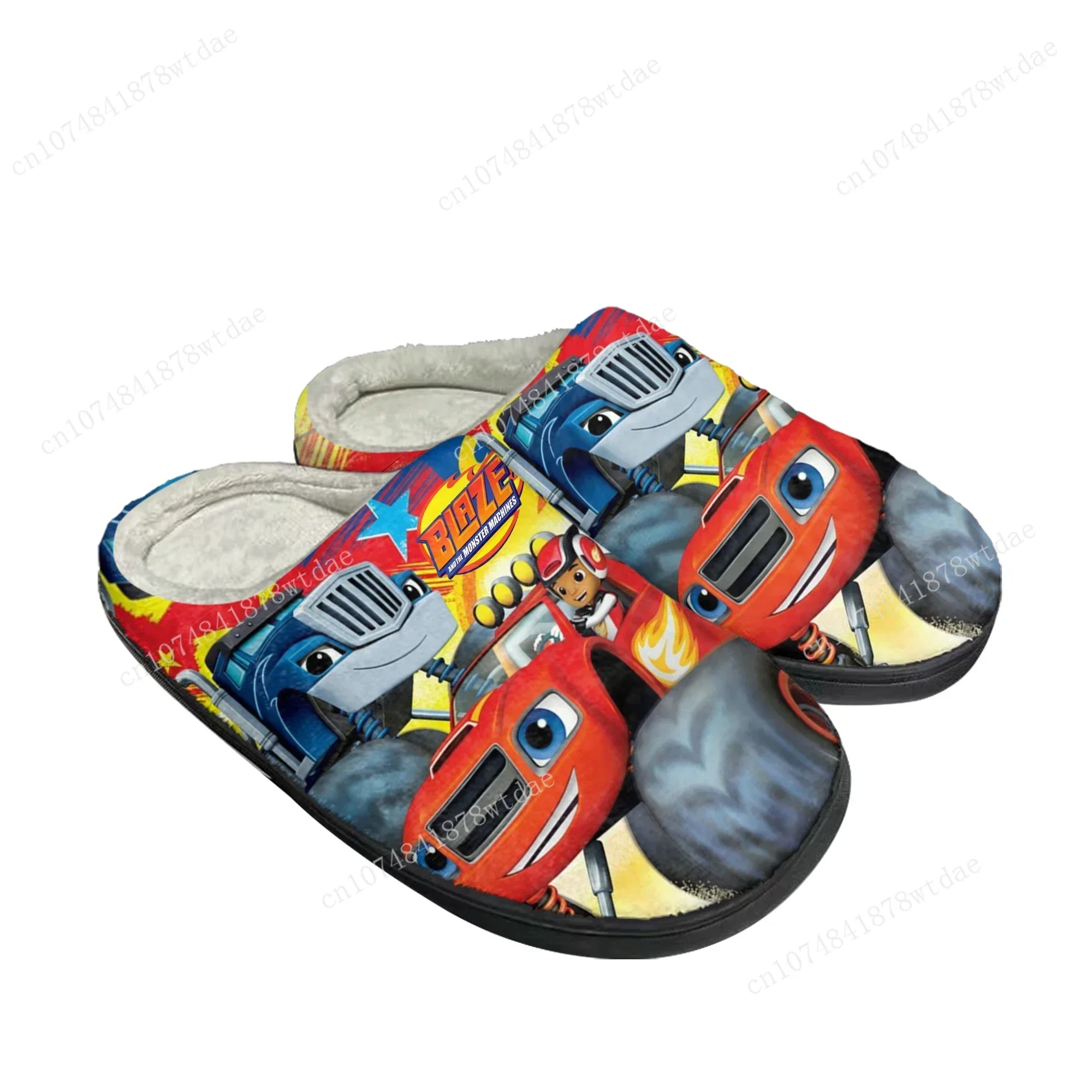 Blaze And The Monster Machines Home Cotton Slippers Plush Bedroom Casual Keep Warm Shoes Men Women Custom Thermal Indoor Slipper