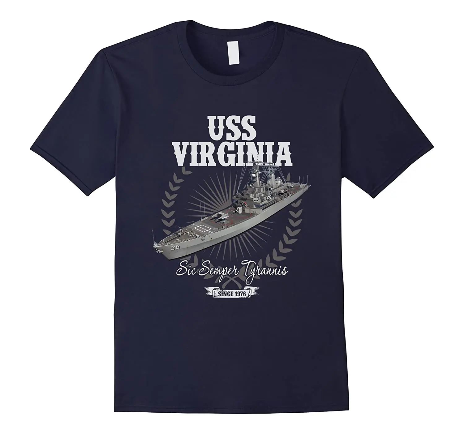 Nuclear Powered Guided Missile Cruisers USS Virginia CGN-38 T-Shirt. Summer Cotton Short Sleeve O-Neck Mens T Shirt New S-3XL